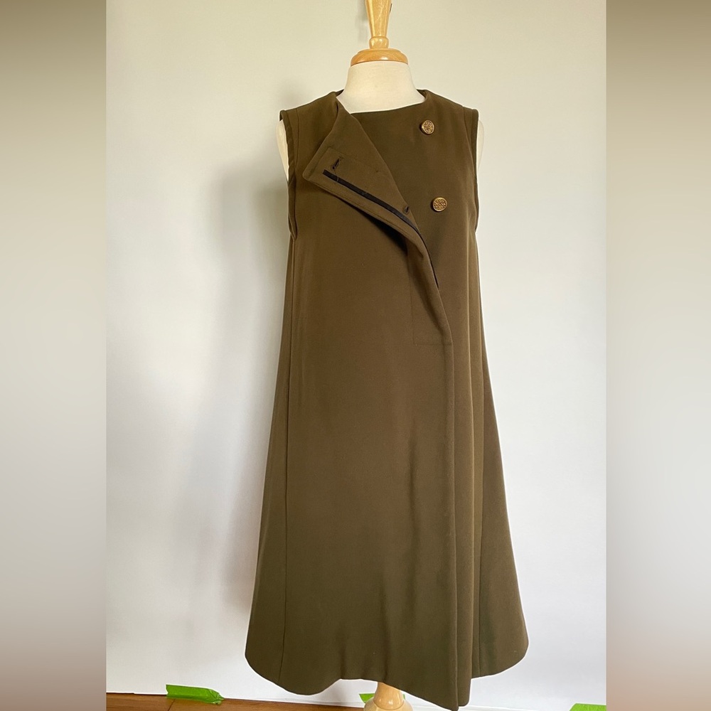 BCBG MAXAZRIA // Genova coat vest gilet swing coat olive green